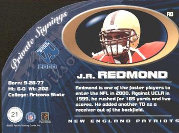 2000 Pacific Private Stock - Private Signings #21 J.R. Redmond Back