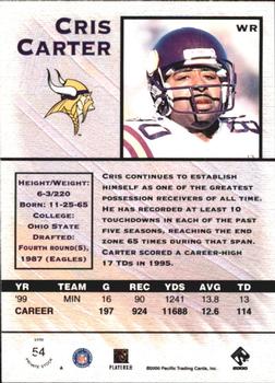 2000 Pacific Private Stock - Retail #54 Cris Carter Back