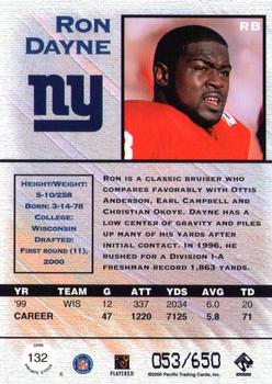 2000 Pacific Private Stock - Retail #132 Ron Dayne Back