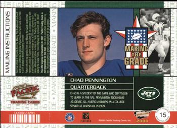 2000 Pacific Revolution - Making the Grade Red #15 Chad Pennington Back