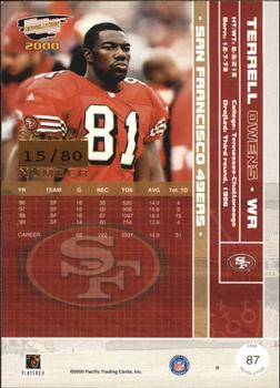 2000 Pacific Revolution - Silver #87 Terrell Owens Back