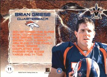 2000 Pacific Vanguard - High Voltage Gold #11 Brian Griese Back