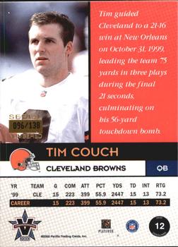 2000 Pacific Vanguard - Purple #12 Tim Couch Back