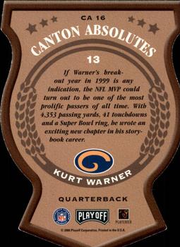2000 Playoff Absolute - Canton Absolutes #CA 16 Kurt Warner Back