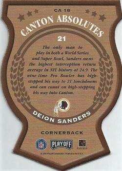 2000 Playoff Absolute - Canton Absolutes #CA 18 Deion Sanders Back