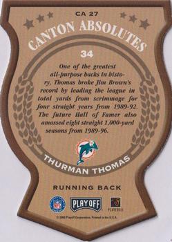 2000 Playoff Absolute - Canton Absolutes #CA 27 Thurman Thomas Back