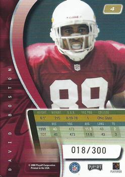 2000 Playoff Absolute - Coaches Honors #4 David Boston Back