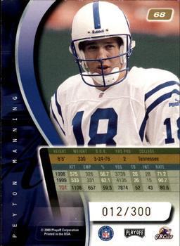 2000 Playoff Absolute - Coaches Honors #68 Peyton Manning Back