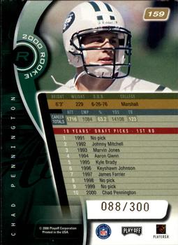 2000 Playoff Absolute - Coaches Honors #159 Chad Pennington Back