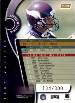 2000 Playoff Absolute - Coaches Honors #178 Troy Walters Back