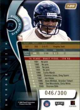 2000 Playoff Absolute - Coaches Honors #189 Shyrone Stith Back
