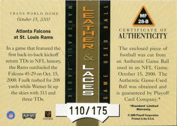 2000 Playoff Absolute - Leather and Laces #MF28-B Marshall Faulk Back