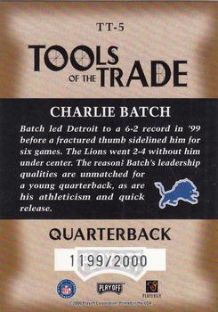 2000 Playoff Absolute - Tools of the Trade #TT-5 Charlie Batch Back