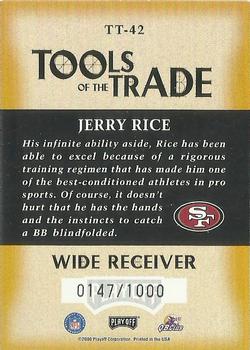 2000 Playoff Absolute - Tools of the Trade #TT-42 Jerry Rice Back
