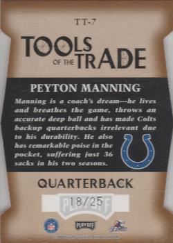 2000 Playoff Absolute - Tools of the Trade Die Cuts #TT-7 Peyton Manning Back