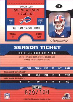 2000 Playoff Contenders - Championship Ticket #12 Rob Johnson Back
