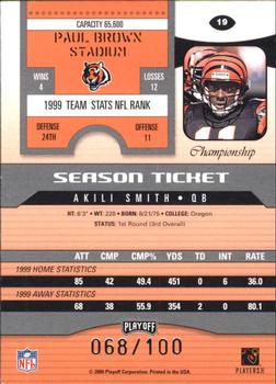 2000 Playoff Contenders - Championship Ticket #19 Akili Smith Back