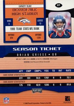 2000 Playoff Contenders - Championship Ticket #27 Brian Griese Back