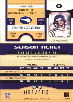 2000 Playoff Contenders - Championship Ticket #55 Robert Smith Back