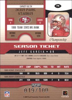 2000 Playoff Contenders - Championship Ticket #74 Jeff Garcia Back