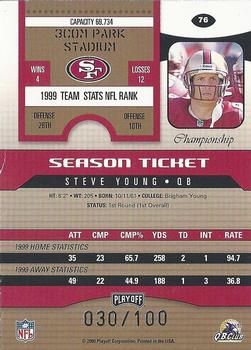 2000 Playoff Contenders - Championship Ticket #76 Steve Young Back
