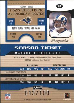 2000 Playoff Contenders - Championship Ticket #83 Marshall Faulk Back