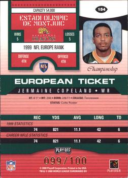 2000 Playoff Contenders - Championship Ticket #154 Jeremaine Copeland Back