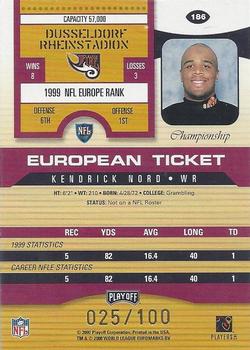 2000 Playoff Contenders - Championship Ticket #186 Kendrick Nord Back