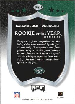 2000 Playoff Contenders - ROY Contenders #ROY14 Laveranues Coles Back