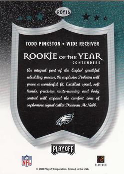 2000 Playoff Contenders - ROY Contenders #ROY16 Todd Pinkston Back