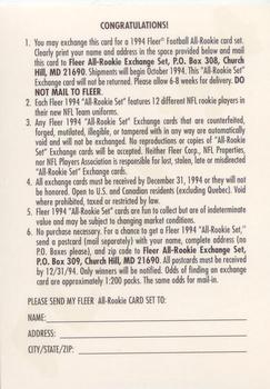 1994 Fleer - Fleer All-Rookie Set Redemption #NNO Fleer All-Rookie Set Exchange Card Back