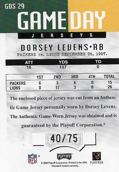 2000 Playoff Momentum - Game Day Jerseys #GDS 29 Dorsey Levens Back