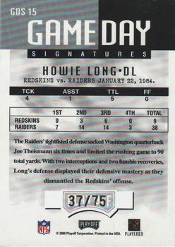 2000 Playoff Momentum - Game Day Signatures #GDS 15 Howie Long Back