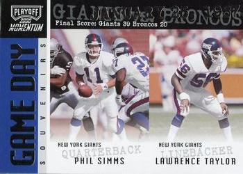 2000 Playoff Momentum - Game Day Souvenirs #GDS 35 Phil Simms / Lawrence Taylor Front
