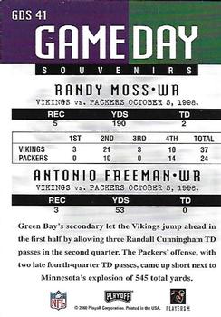 2000 Playoff Momentum - Game Day Souvenirs #GDS 41 Randy Moss / Antonio Freeman Back