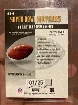 2000 Playoff Momentum - Super Bowl Souvenirs Signs of Greatness #SB-7 Terry Bradshaw Back