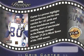 2000 Playoff Prestige - Human Highlight Film #HH-22 Cris Carter Back