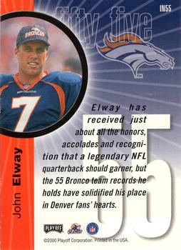 2000 Playoff Prestige - Inside the Numbers #IN55 John Elway Back