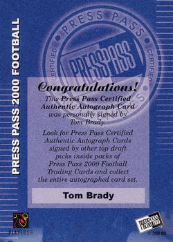 2000 Press Pass - Authentics #NNO Tom Brady Back