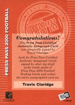 2000 Press Pass - Authentics #NNO Travis Claridge Back