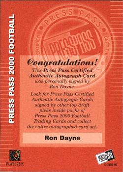 2000 Press Pass - Authentics #NNO Ron Dayne Back