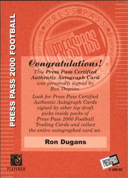 2000 Press Pass - Authentics #NNO Ron Dugans Back