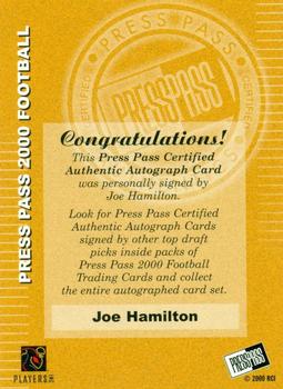 2000 Press Pass - Authentics #NNO Joe Hamilton Back