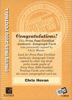 2000 Press Pass - Authentics #NNO Chris Hovan Back