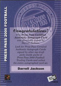 2000 Press Pass - Authentics #NNO Darrell Jackson Back