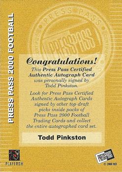 2000 Press Pass - Authentics #NNO Todd Pinkston Back