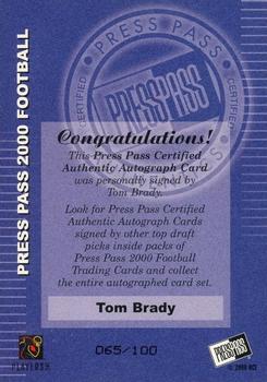 2000 Press Pass - Autographs Gold Standout Signatures #NNO Tom Brady Back