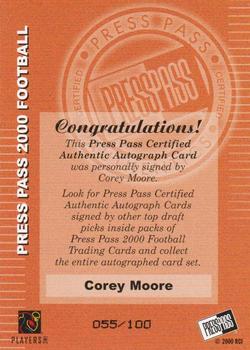 2000 Press Pass - Autographs Gold Standout Signatures #NNO Corey Moore Back