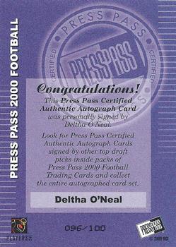 2000 Press Pass - Autographs Gold Standout Signatures #NNO Deltha O'Neal Back