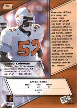 2000 Press Pass - Gold Zone #13 Cosey Coleman Back